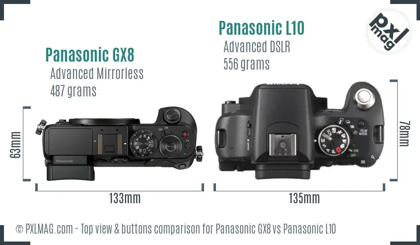 Panasonic GX8 vs Panasonic L10 top view buttons comparison