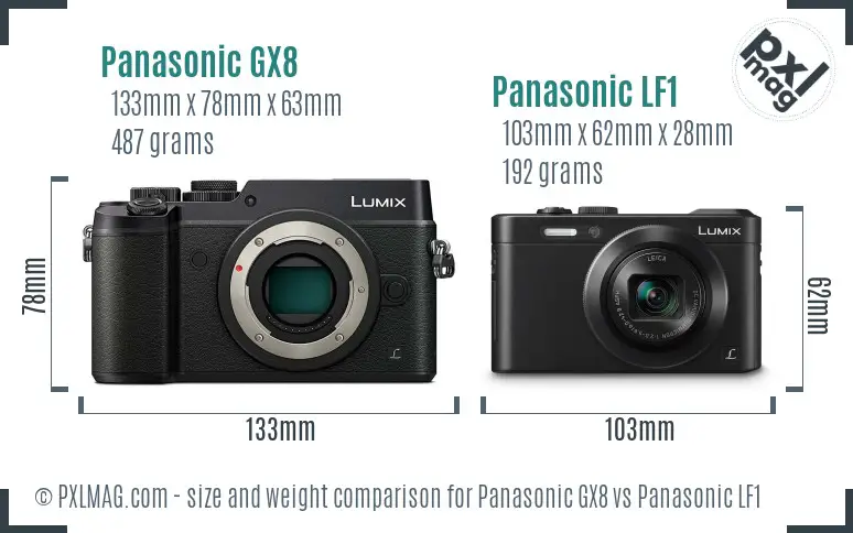 Panasonic GX8 vs Panasonic LF1 size comparison