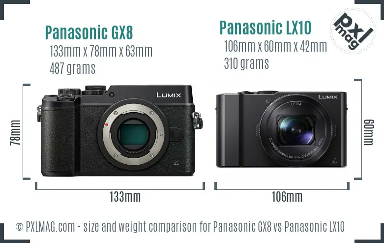 Panasonic GX8 vs Panasonic LX10 size comparison