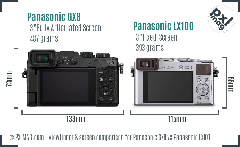 Panasonic GX8 vs Panasonic LX100 Screen and Viewfinder comparison