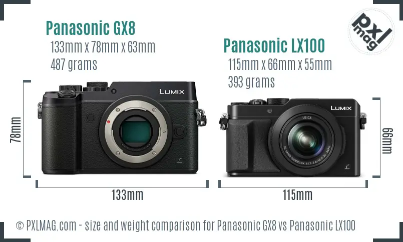 Panasonic GX8 vs Panasonic LX100 size comparison