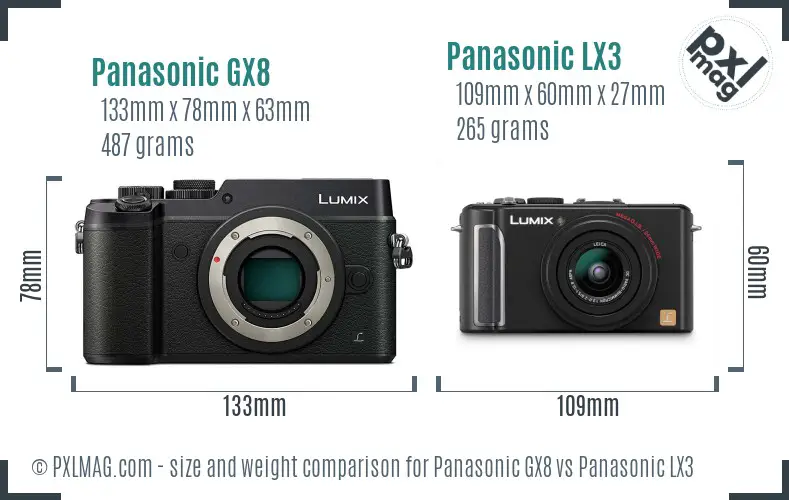 Panasonic GX8 vs Panasonic LX3 size comparison
