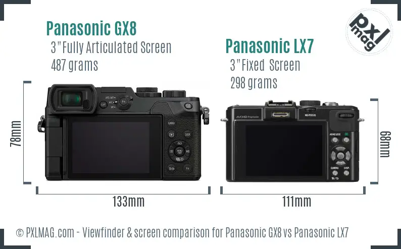 Panasonic GX8 vs Panasonic LX7 Screen and Viewfinder comparison