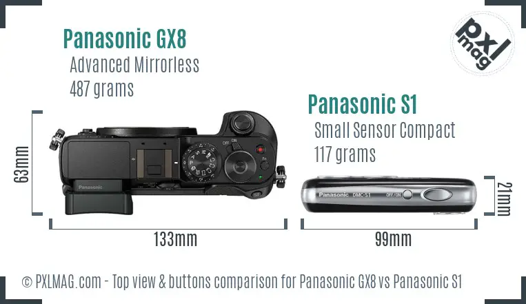 Panasonic GX8 vs Panasonic S1 top view buttons comparison
