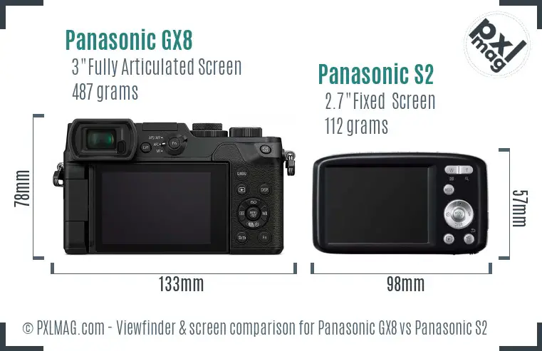 Panasonic GX8 vs Panasonic S2 Screen and Viewfinder comparison