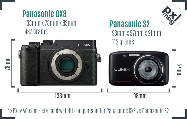 Panasonic GX8 vs Panasonic S2 size comparison