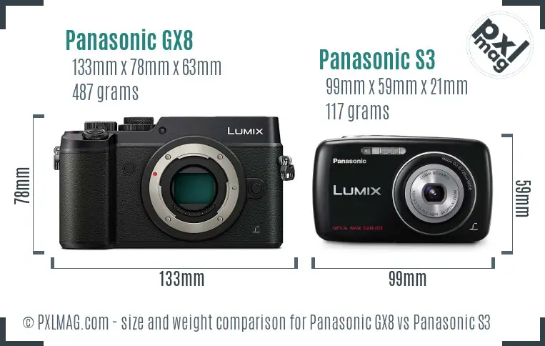 Panasonic GX8 vs Panasonic S3 size comparison