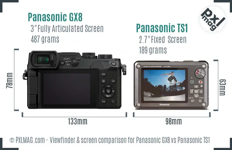 Panasonic GX8 vs Panasonic TS1 Screen and Viewfinder comparison