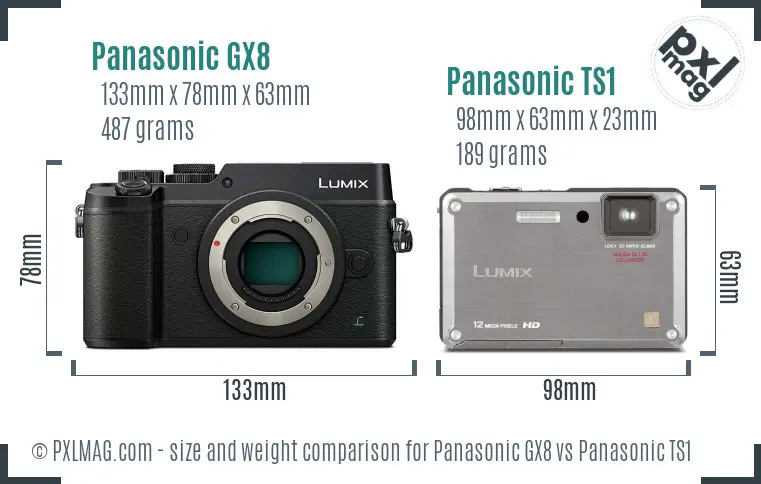 Panasonic GX8 vs Panasonic TS1 size comparison