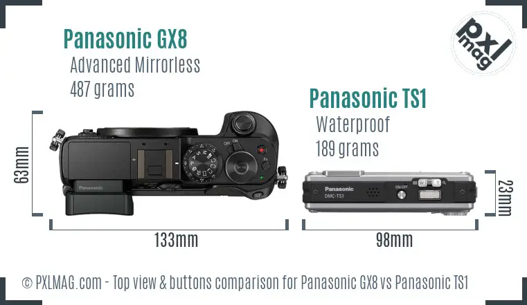Panasonic GX8 vs Panasonic TS1 top view buttons comparison