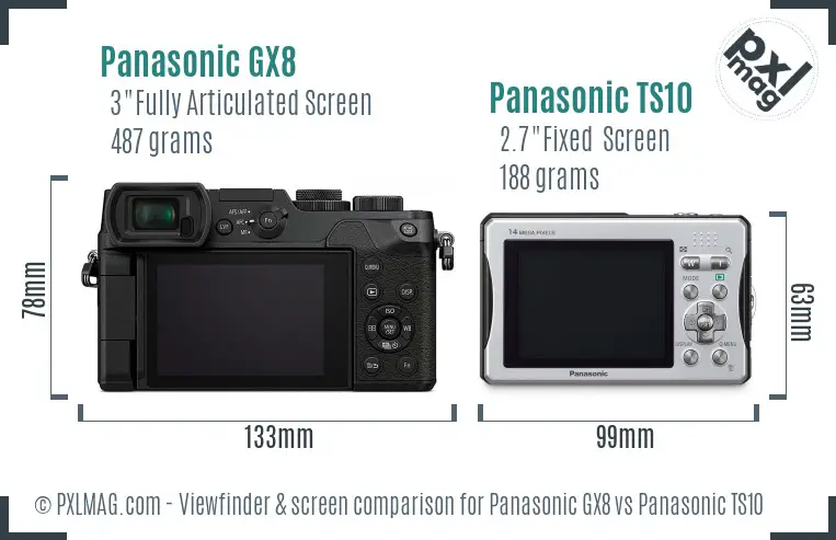 Panasonic GX8 vs Panasonic TS10 Screen and Viewfinder comparison