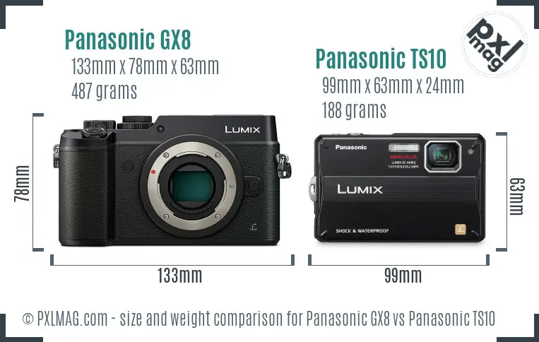 Panasonic GX8 vs Panasonic TS10 size comparison