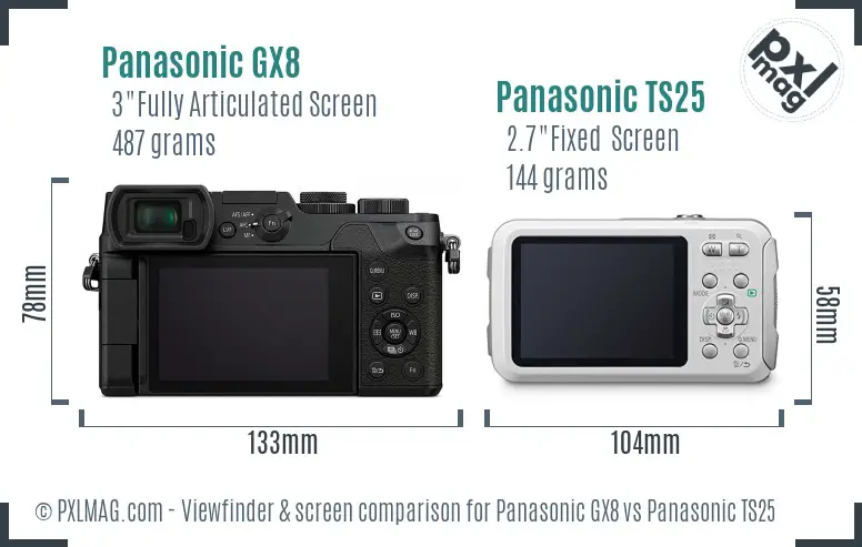 Panasonic GX8 vs Panasonic TS25 Screen and Viewfinder comparison
