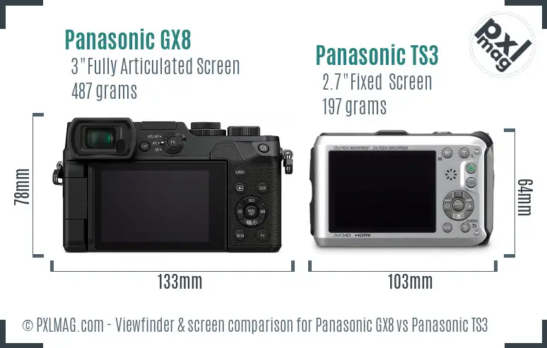 Panasonic GX8 vs Panasonic TS3 Screen and Viewfinder comparison