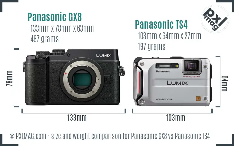 Panasonic GX8 vs Panasonic TS4 size comparison