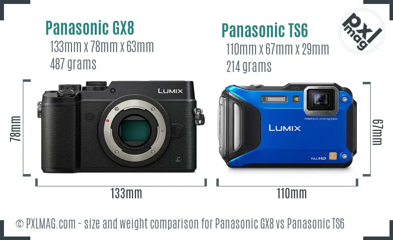 Panasonic GX8 vs Panasonic TS6 size comparison