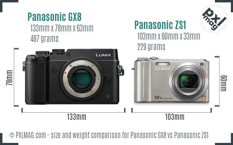 Panasonic GX8 vs Panasonic ZS1 size comparison