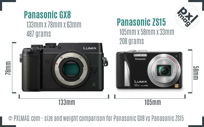 Panasonic GX8 vs Panasonic ZS15 size comparison