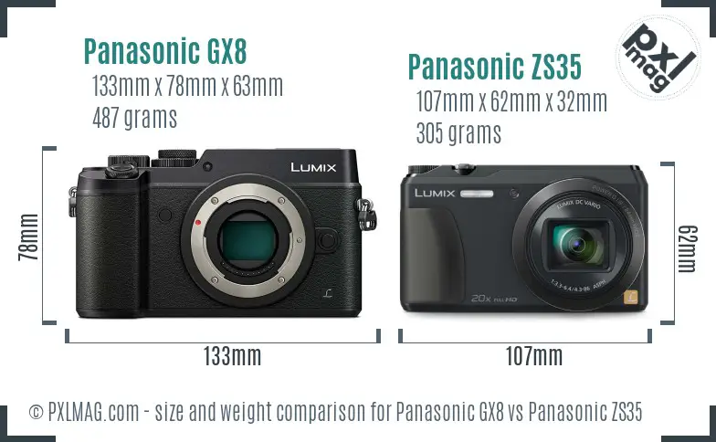 Panasonic GX8 vs Panasonic ZS35 size comparison