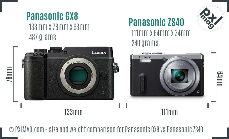 Panasonic GX8 vs Panasonic ZS40 size comparison