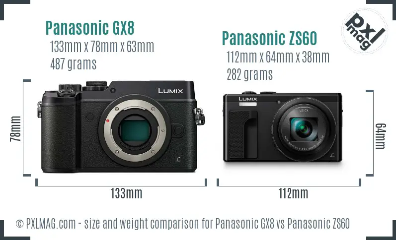 Panasonic GX8 vs Panasonic ZS60 size comparison