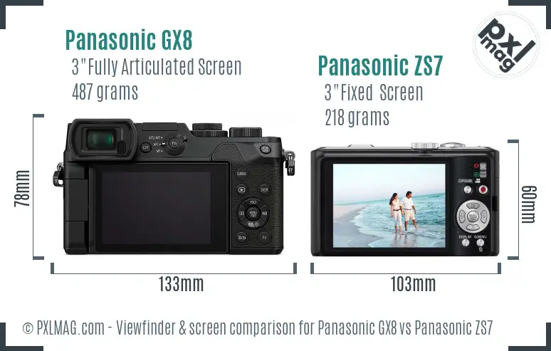 Panasonic GX8 vs Panasonic ZS7 Screen and Viewfinder comparison