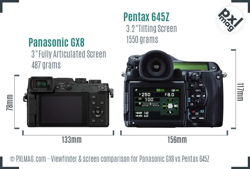 Panasonic GX8 vs Pentax 645Z Screen and Viewfinder comparison