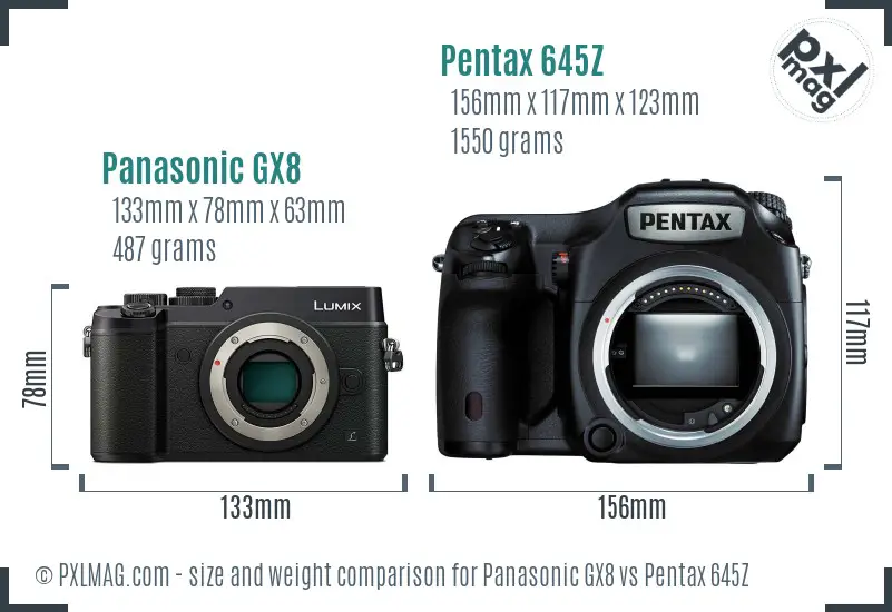 Panasonic GX8 vs Pentax 645Z size comparison