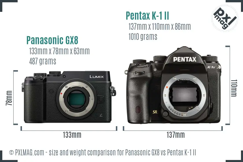 Panasonic GX8 vs Pentax K-1 II size comparison