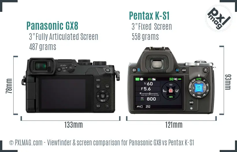 Panasonic GX8 vs Pentax K-S1 Screen and Viewfinder comparison