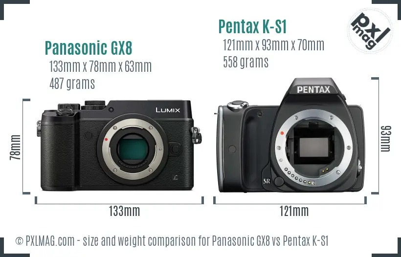 Panasonic GX8 vs Pentax K-S1 size comparison