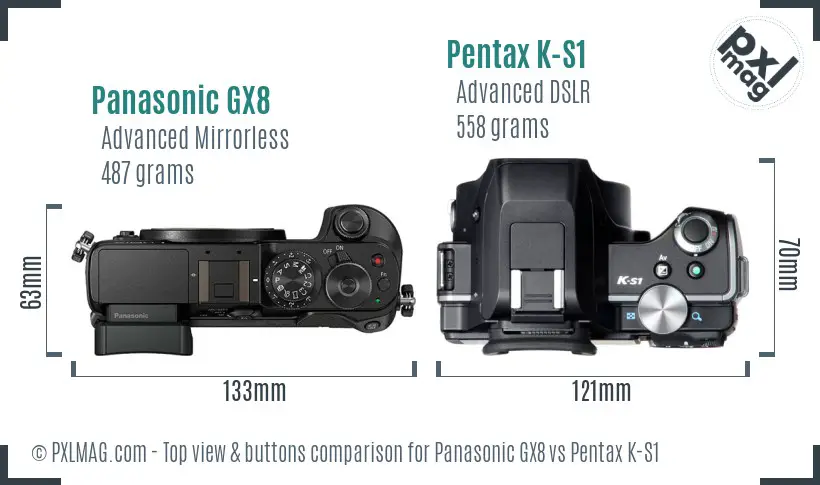 Panasonic GX8 vs Pentax K-S1 top view buttons comparison