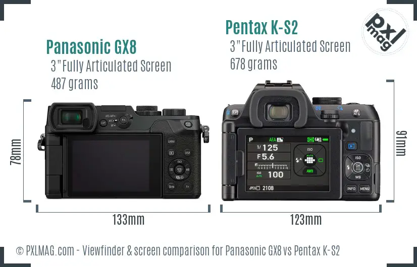 Panasonic GX8 vs Pentax K-S2 Screen and Viewfinder comparison