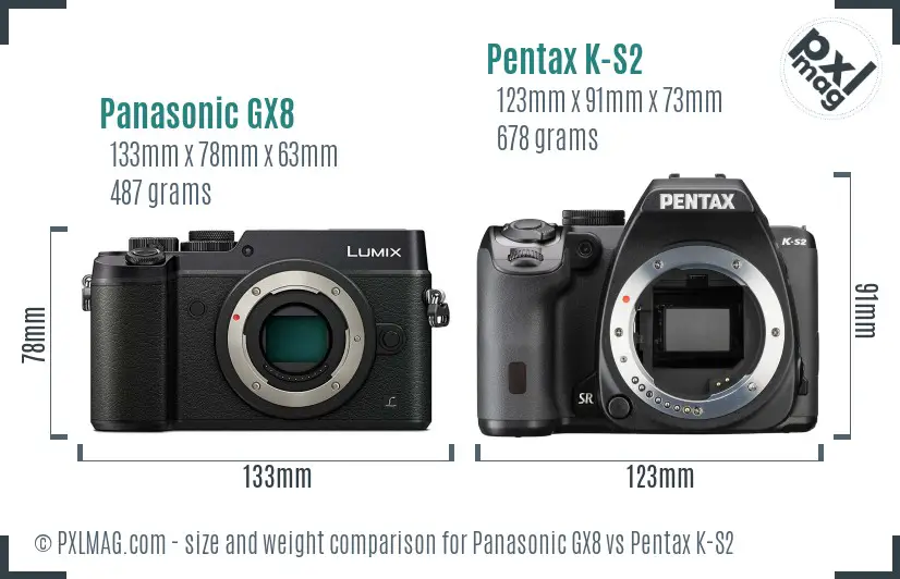 Panasonic GX8 vs Pentax K-S2 size comparison