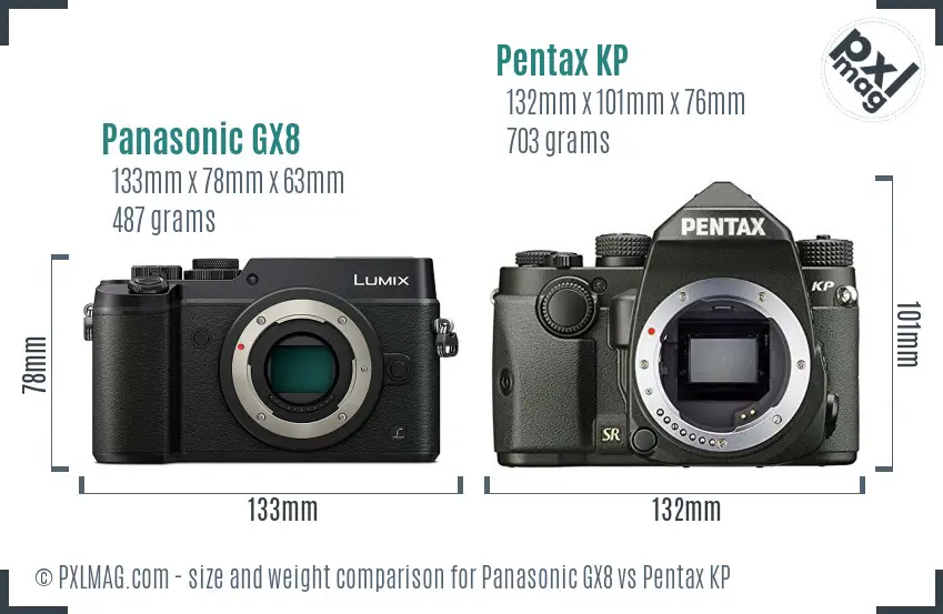 Panasonic GX8 vs Pentax KP size comparison