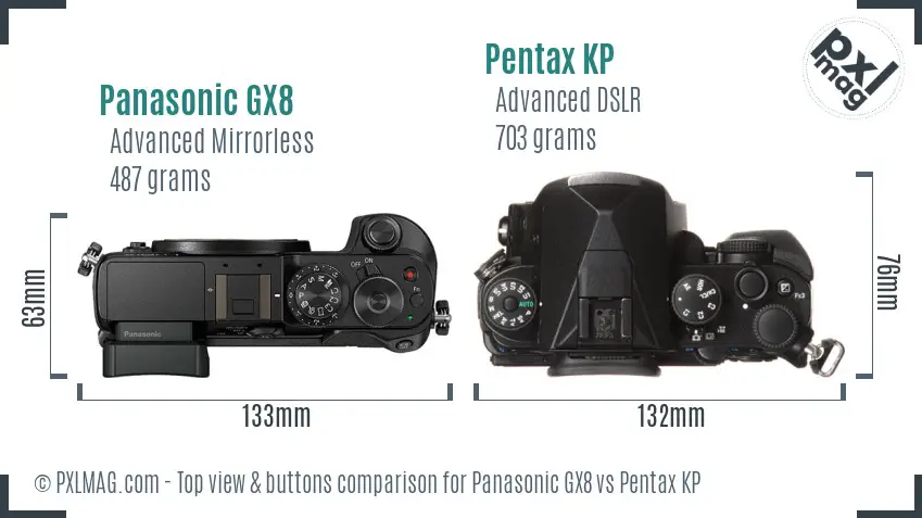 Panasonic GX8 vs Pentax KP top view buttons comparison
