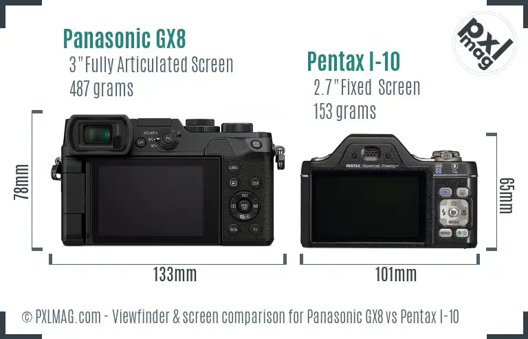 Panasonic GX8 vs Pentax I-10 Screen and Viewfinder comparison