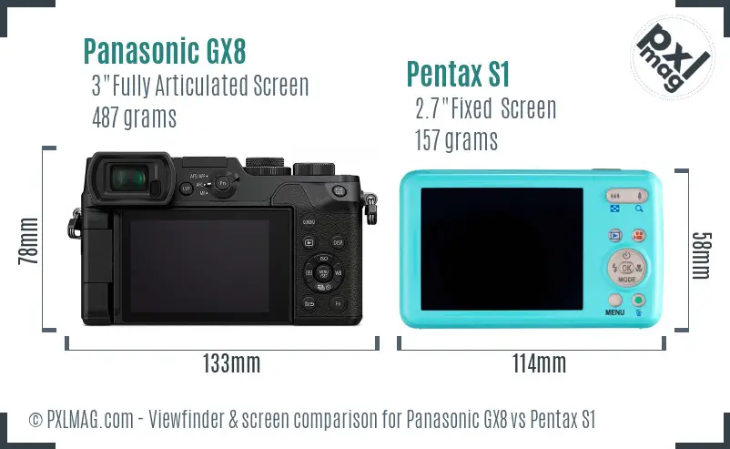 Panasonic GX8 vs Pentax S1 Screen and Viewfinder comparison