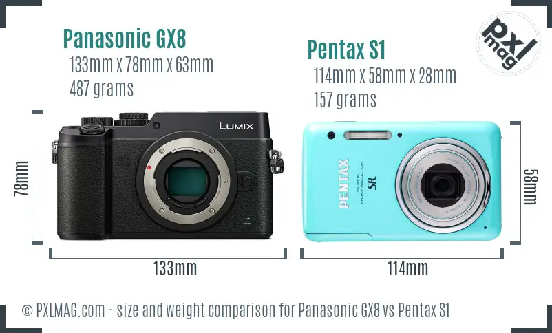 Panasonic GX8 vs Pentax S1 size comparison