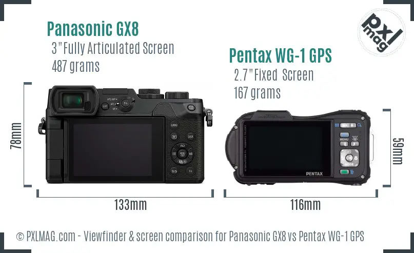 Panasonic GX8 vs Pentax WG-1 GPS Screen and Viewfinder comparison