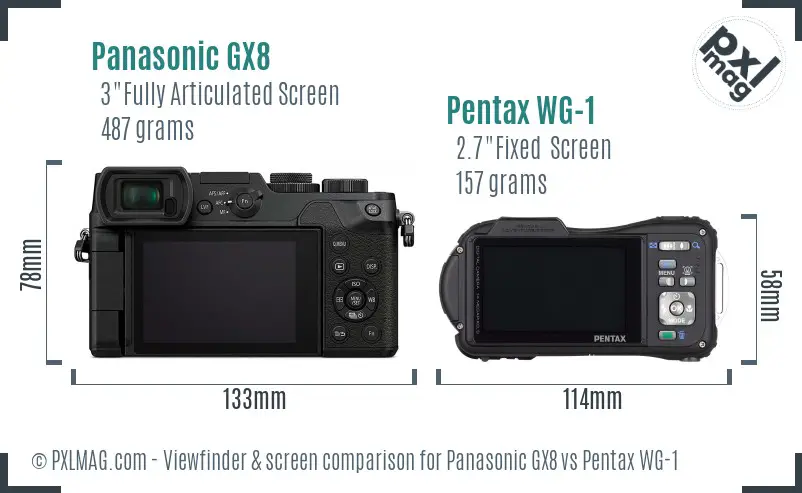 Panasonic GX8 vs Pentax WG-1 Screen and Viewfinder comparison