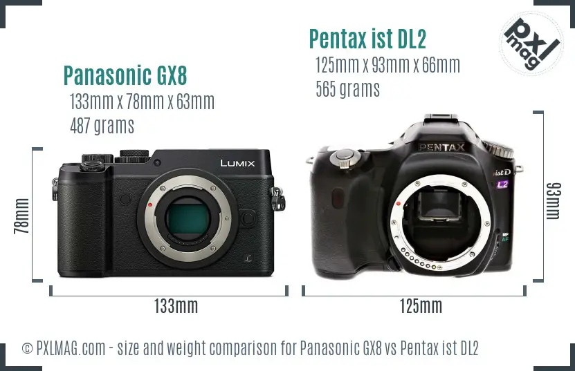 Panasonic GX8 vs Pentax ist DL2 size comparison