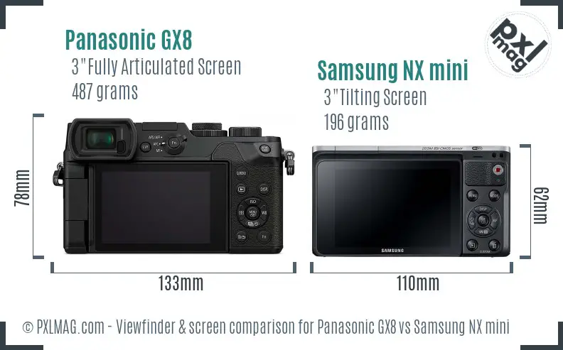 Panasonic GX8 vs Samsung NX mini Screen and Viewfinder comparison