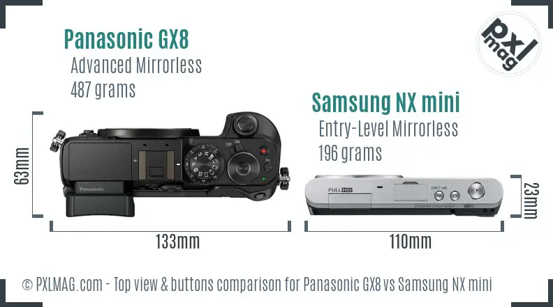 Panasonic GX8 vs Samsung NX mini top view buttons comparison