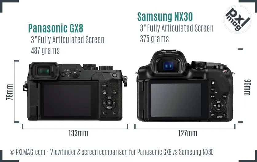 Panasonic GX8 vs Samsung NX30 Screen and Viewfinder comparison