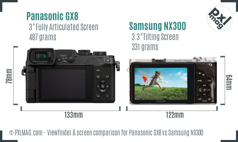Panasonic GX8 vs Samsung NX300 Screen and Viewfinder comparison