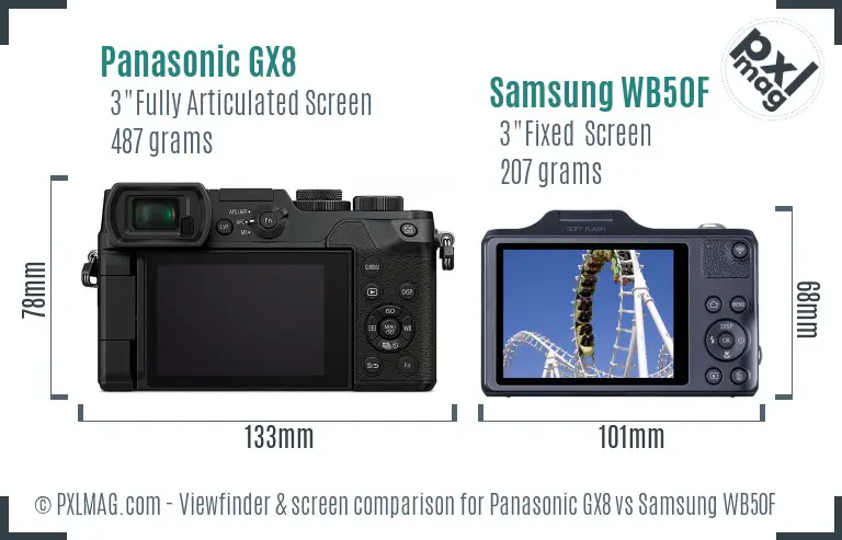 Panasonic GX8 vs Samsung WB50F Screen and Viewfinder comparison