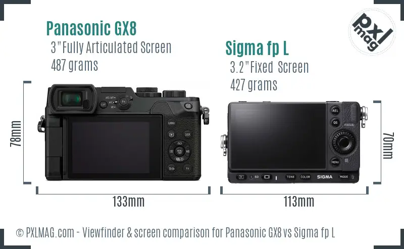 Panasonic GX8 vs Sigma fp L Screen and Viewfinder comparison