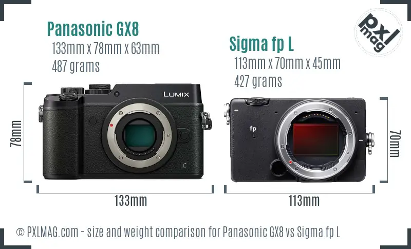 Panasonic GX8 vs Sigma fp L size comparison