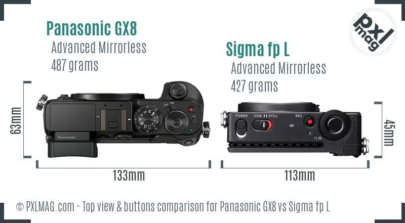 Panasonic GX8 vs Sigma fp L top view buttons comparison